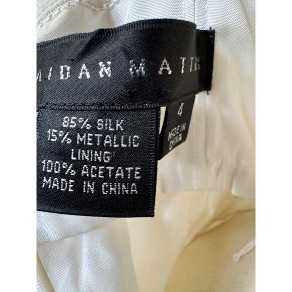 Aidan Mattox White & Gold Embroidered Silk Dress Size 4 - Picture 5 of 16